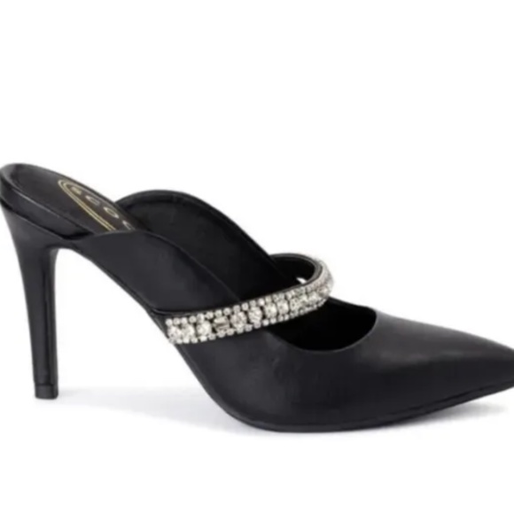 Scoop NYC Women’s Rhinestone Black Slip On Heels Shoes Size 9 NEW - Picture 2 of 6